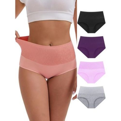 INSPIRE CHIC Women's High-Waisted Tummy Control Butt Lifting Postpartum Briefs 5 Packs Large 1 Black 1 Purple 1 Light Purple 1 Light Pink 1 Grey