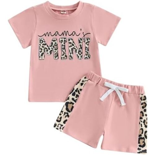 Kupretty Baby Girl Summer Clothes Toddler Outfit Letters Crewneck T-Shirt Shirts Tee Tops + Patched Shorts Set