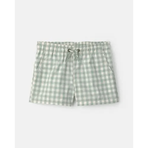 Baby Boy Gingham Poplin Shorts - Green | Carter's