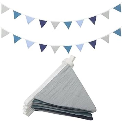Oudain 2 Pcs Pennant Banner Flags Nursery Garland Triangle Bunting Flags Playroom Wall Decor Banner for Nursery Baby Shower Birthday Boho Wedding Party Event, Each 7.75 ft(Bright Color)