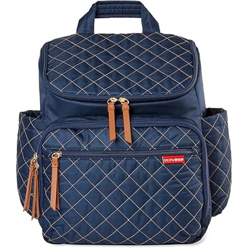 Skip Hop Diaper Bag Backpack: Forma, Multi-Function Baby Travel Bag with Changing Pad & Stroller Attachment, Navy
