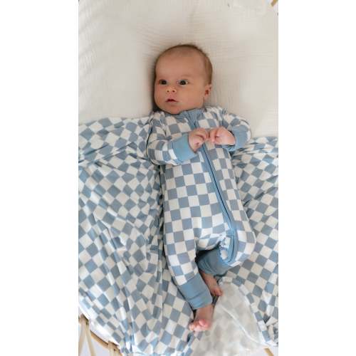 Infant Swaddle in Cornflower Blue Checkered