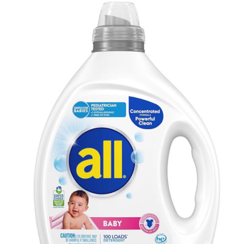 all Baby, Gentle for Baby, Liquid Laundry Detergent, Hypoallergenic for Sensitive Skin, Concentrated, 75oz, 100 Loads
