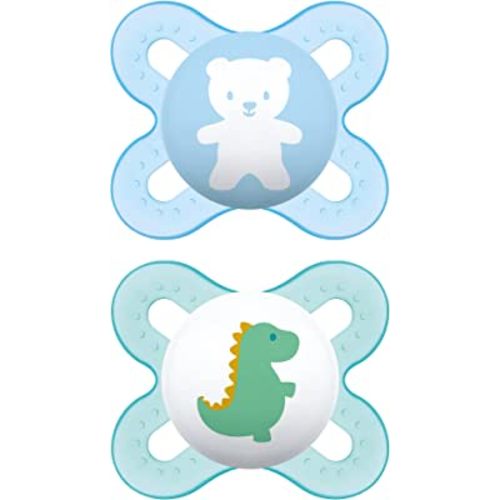 MAM Original Start Newborn Baby Pacifier, Best Pacifier for Breastfed Babies, Sterilizer Case, 2 Pack, 0-3 Months, Boy