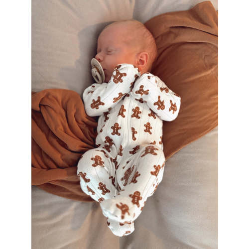 Gingerbread / Organic Pointelle 2-Way Zip Footie