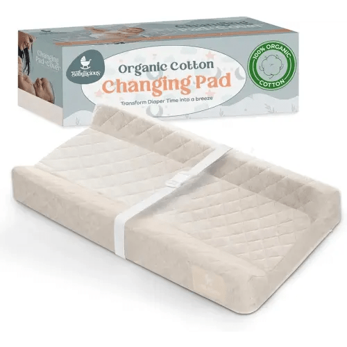 Contoured Baby Changing Pad – Waterproof & Breathable Diaper Changing Pad | Removable Washable Cover, Non-Slip Base & Safety Strap | Standard Size for Dresser & Changing Table Pads