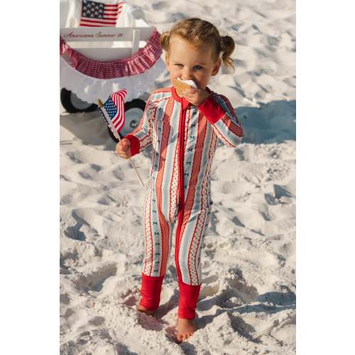 Heritage Striped Zipper Romper | In My Jammers