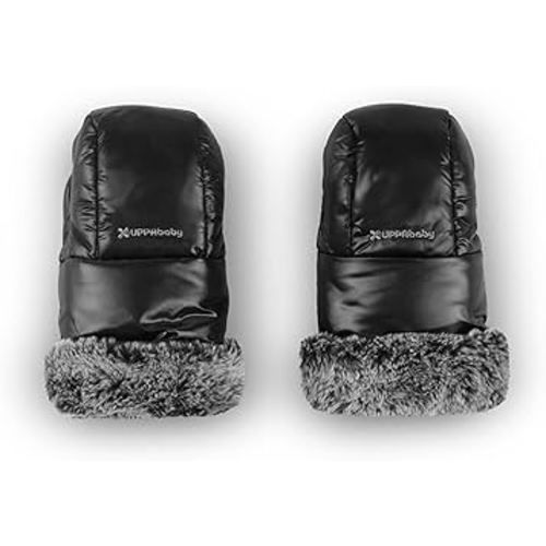 UPPAbaby CozyHandmuffs Luxe – Easily Attaches to Stroller Handlebars – Ultra-Plush, Water-Repellent Hand Protection for Cold Weather - Lyla (Onyx Nylon)