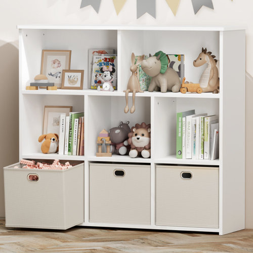 Isabelle & Max™ 39"W Bookcase With 3 Removable Drawers, Wood Storage Organizer Bookshelves & Reviews | Wayfair