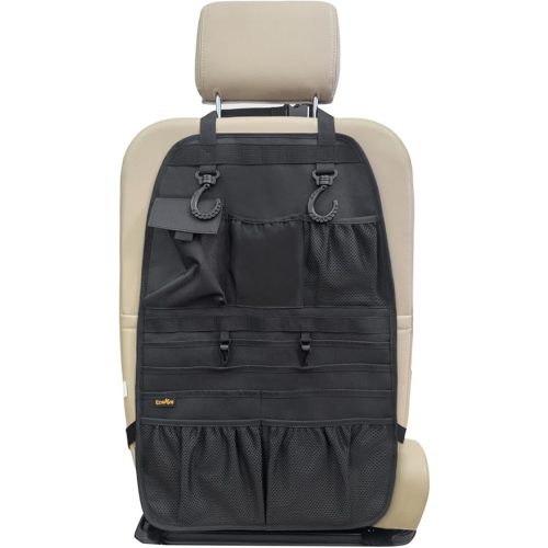 Car Seat Back Organizer, Heavy Duty Back Seat Organizer with Multiple Storage Pockets, Work Truck & SUV Seat Back Storage Bag for Tools, Tablet, Bottles & Essentials – Universal Fit