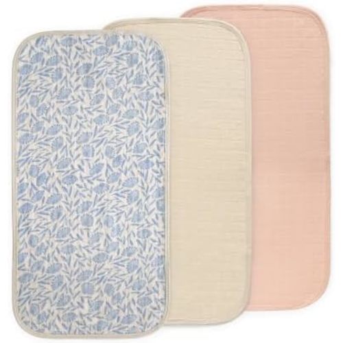 mushie Water Repellent Changing Pad Liners | Cotton (Blue Flowers Combo)