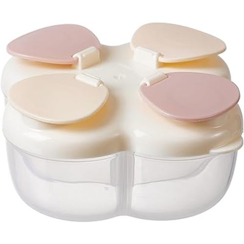 Formula Dispenser No-Spill with Four Compartment, Infant Milk Powder Dispenser Portable On The Go, Kids Snack Formula Containers for Travel Hold Outdoor, Light Yellow