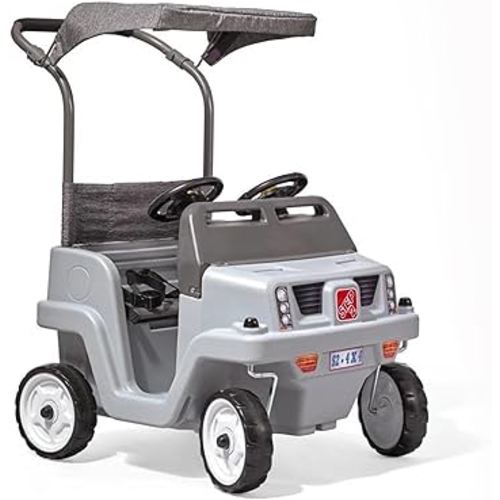 Step2 Side-by-Side Push Around SUV, Kids Push Car, 2 Seats, Stroller Substitute, Includes Seat Belts & Horns, Made of Durable Plastic, Max Weight 100 lbs., for Toddlers 1.5-5 Years Old, Gray