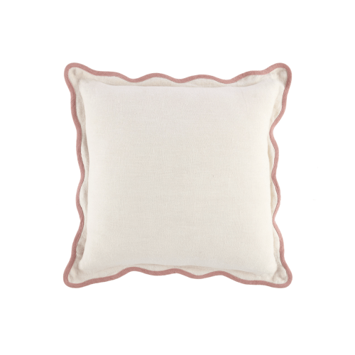 Evie Linen Dusky Pink Scalloped Square Pillow