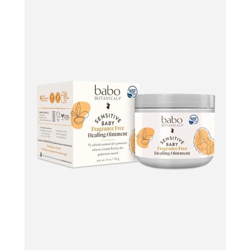 BABO Botanicals Sensitive Baby Fragrance-Free All Natural Healing Ointment - 99% Organic & 1% Colloidal Oat - Steroid-Free - NSF Certified - for Eczema, Irritated/Itchy Skin - Face, Body, Diaper Area