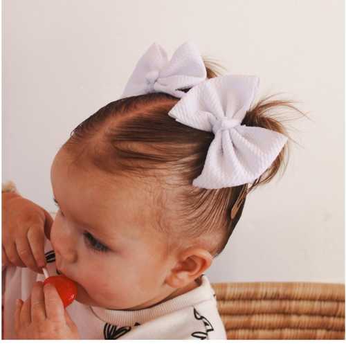 4” white Piggies, White Pigtail Bows,  Solid Pig Tail Little Girl Bows, Toddler Hair Bows
