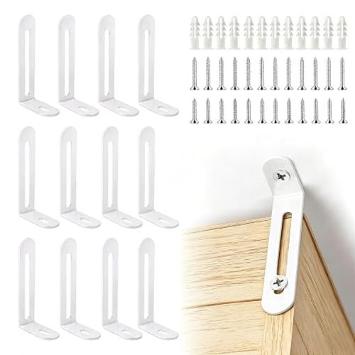 Anti Tip Furniture Anchors, Steel Wall Anchors, 12 Pack,White