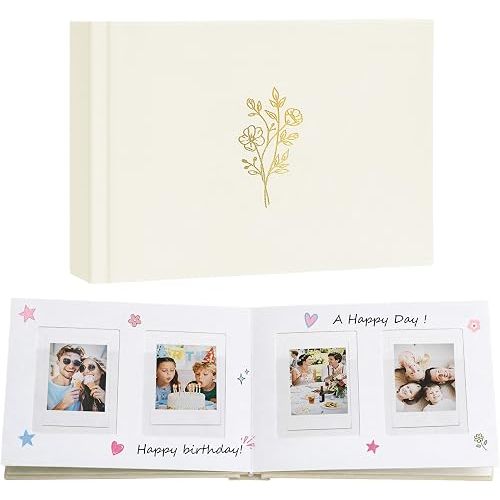 Instax Mini Photo Album For 2x3 Pictures 52 Pockets, Linen Hardcover Polaroid Photo Album With Writing Space, Polaroid Album Book For Mini Instant Camera Instax Fujifilm(Beige)