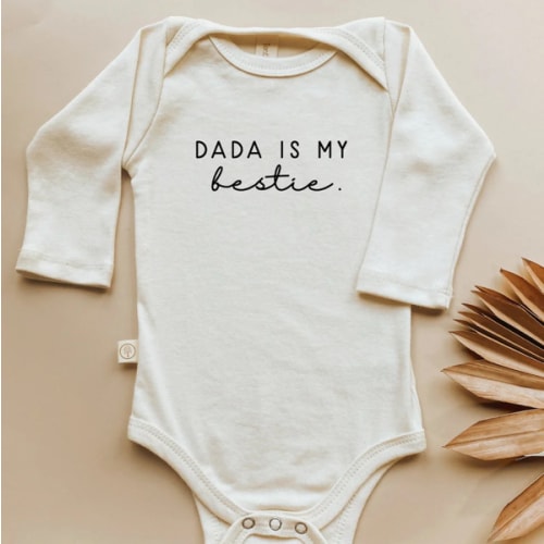 Dada Is My Bestie Organic Cotton Baby Bodysuit Long Sleeve
