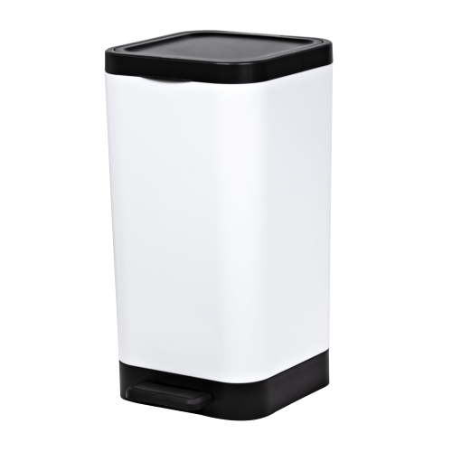 Hefty Bathroom Trash Can, 2.6 Gallon Small Plastic Step Garbage Bucket Bin with Foot Pedal Lid, White