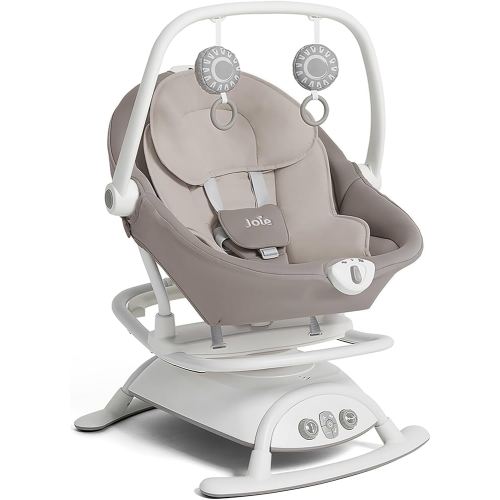 Joie Cinnamon 2-in-1 Glider and Rocker – Multi-Motion Baby Swing and Rocker Combo with Plush Fabrics, Compact Design, and Multiple Recline Positions – Soothing Sounds & Gentle Vibrations (Walnut)