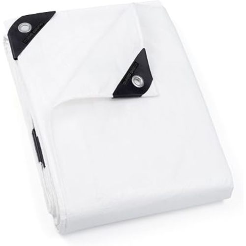 GUARD SHIELD Tarp White 8x8 Feet Multi Purpose Waterproof Poly Tarp Cover 5mil