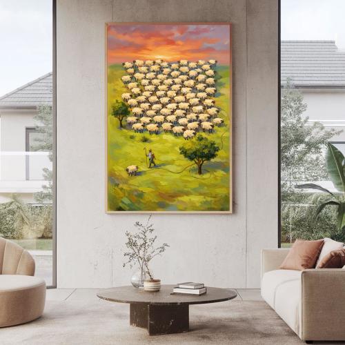 Jesus Good Shepherd Canvas Print, Impressionist Sheep Wall Art