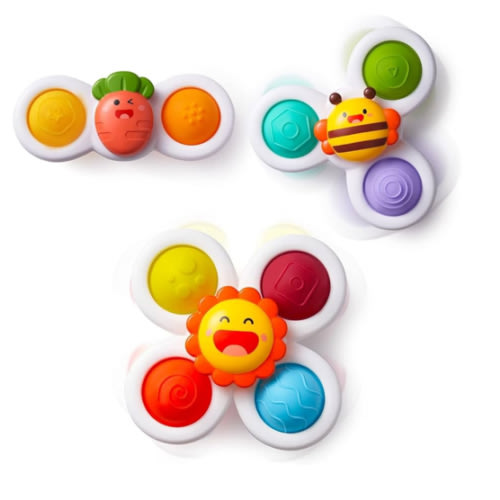 LiKee Strong Suction Cup Fidget Rotating Sensory Bath Toys for Baby