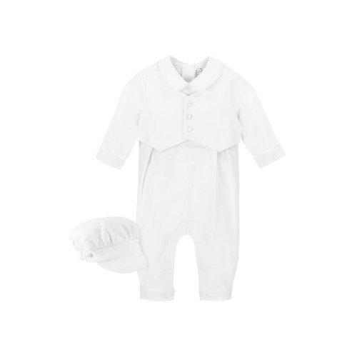 Elegant Christening Romper & Newsboy Cap Set