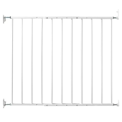 KidCo 24.75-42.5" Safeway Walk Through Baby Gate for Stairs and Doorways | No-Trip Top of Stairs Baby Gate No Bottom Bar | Quick-Release Mounted Hardware for Security and Easy Removal (White)