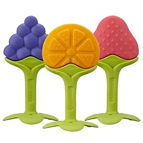 Award Winning Original Teethin’ Smart EZ Grip Fruit Teether by Innobaby - Sore Gum Relief for Front Teeth & Molars with BPA Free Teether Sensory Toy for Babies & Toddlers - Grape/Citrus/Berry