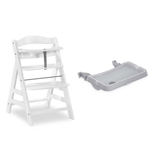 hauck Alpha+ Adjustable Booster High Chair and High Chair Tray Table, Grey