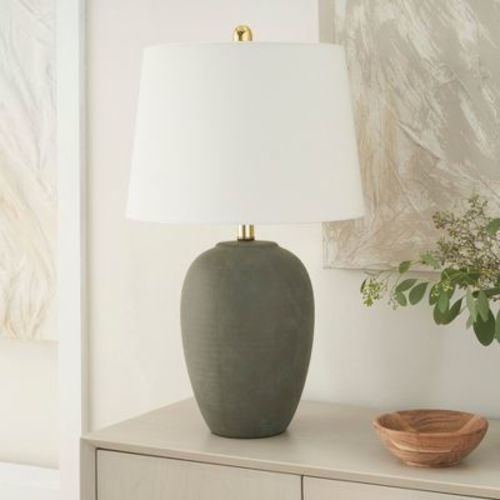 Nourison 23" Green Ceramic Urn Table Lamp