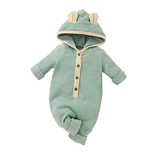 Thorn Tree Newborn Baby Girl Boy Hooded Romper Unisex Baby Knitted Jumpsuit Infant Kids Solid Outfits Baby Girl Boy Jumpsuit