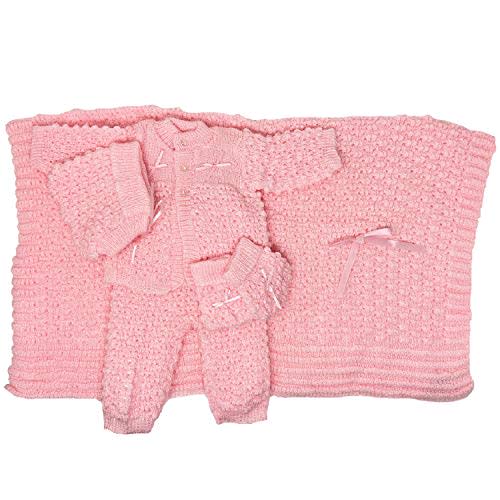 I&S Newborn Infant Baby 5 Pieces Knit Crochet Set Warm Winter Fashionable Layette Set Comfort Girls Boys Unisex