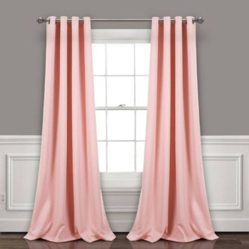 Set of 2 (52"x84") Insulated Grommet Top Blackout Curtain Panels Pink - Lush Décor: Energy Efficient, Noise Reduction