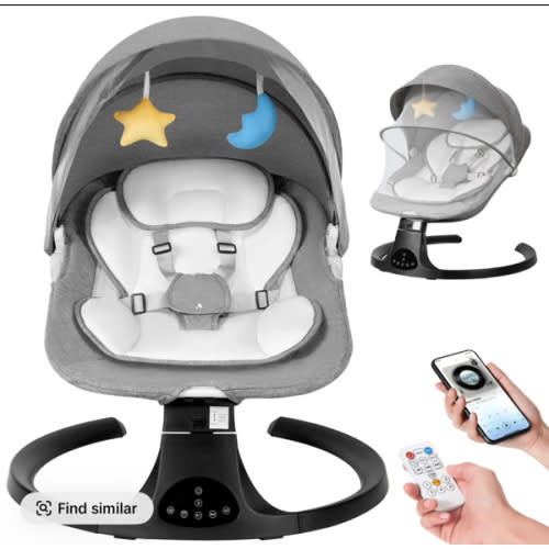 Mothersdaygift Baby Electric Bouncer Baby Swing with 5 Speeds & 10 Lullabies,Remote Control,Adjustable Backrest,Bluetooth Connection,Firm Headrest,Mosquito Net,Indoor Use - TikTok Shop