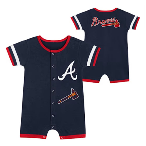 Atlanta Atlanta Braves NAVY Baby Double Hit One Piece - 133437948