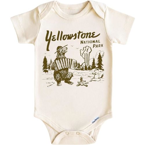 Yellowstone Baby Onesie Boys Girls - National Park Funny Bear Bodysuit Camping Wildlife