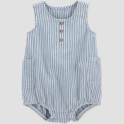 Carter's Just One You® Baby Boys' Striped Chambray Bubble Romper - Blue 3M