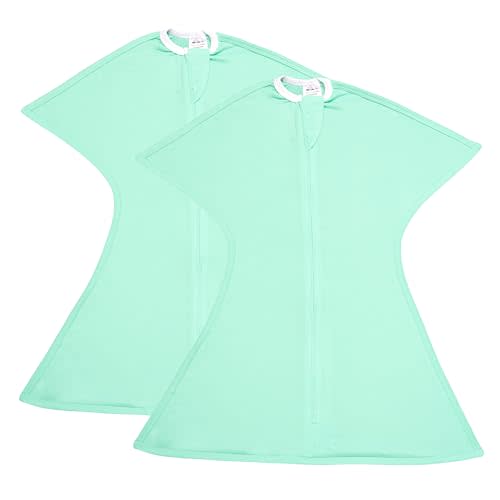 SleepingBaby Zipadee-Zip Transition Swaddle 2-Pack - Starfish Design for Self-Soothing & Better Sleep - Ideal for Rolling Babies - Classic Mint, Medium (6-12 Month)
