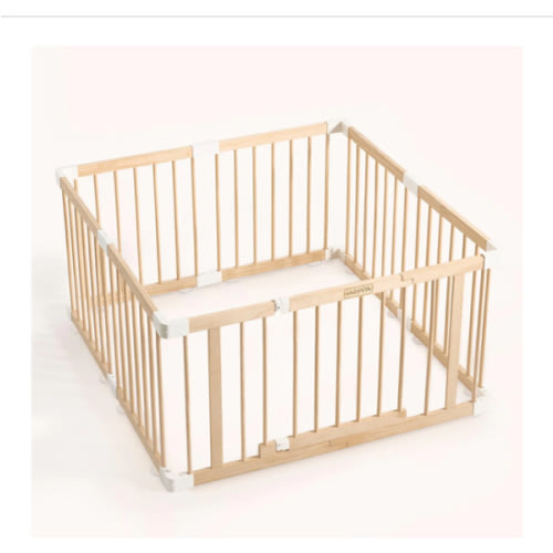 HARPPA Wooden Baby Gate Playpen | Non-Toxic Foldable DIY Adjustable Play Yard for Infants & Toddlers – Natural Finish Baby Fence for Small & Large Spaces