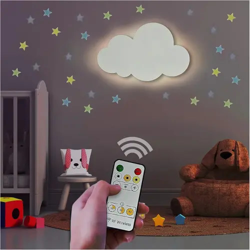 Cloud Lights - Nursery Decor Cloud Lamp, Rechargeable Baby Lamps with Remote, Hanging Lamp for Nursery, Kids Night Light with Timer & Touch Control (White)