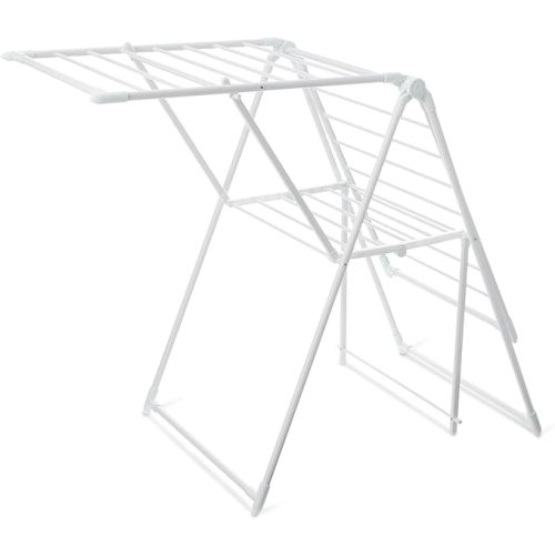 Amazon Basics Foldable Space-Saving 2-Wing Metal Clothes Drying Rack, 61x23.6x39.3 inches, White