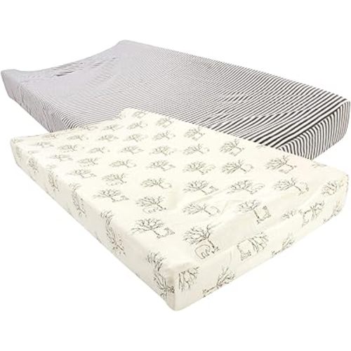 Touched by Nature Unisex Baby Organic Cotton Changing Pad Cover, Birch Trees, One Size