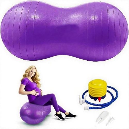 Peanut Yoga Ball, 90x45cm Anti Burst Exercise Ball, Heavy Duty Inflatable PVC Peanut Ball with Pump and Plug, kids/Adult Fitness, Pregnancy Support, Child Physical Therapy, Animal Balance Training