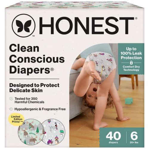 The Honest Company Clean Conscious Diapers Winter Wags & Adorably A-moosing - Size 6 - 40ct