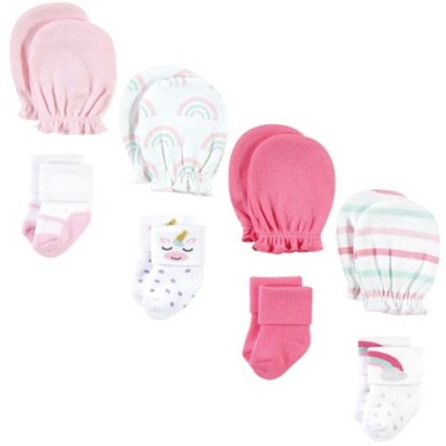 Hudson Baby Infant Girls Socks and Mittens Set, Unicorn, 0-6 Months