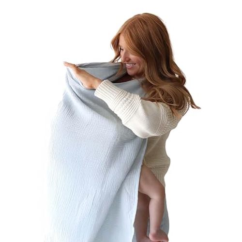 Snuggle Me® Nursing Cover - 100% Organic Cotton Muslin Nursing Cover Up for Baby Breastfeeding with BPA-free Silicone Teether Ring, Ultra-soft, Breathable & Lightweight Adjustable Mother Nursing Apron