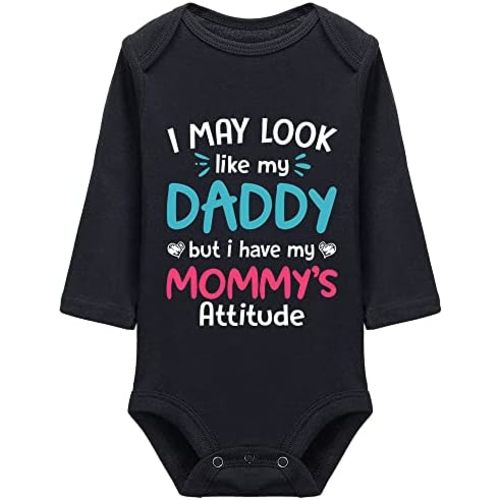 I May Look Like My Daddy But I Have My Mommys Attitude Universal One-Piece Long Sleeve Bodysuits
